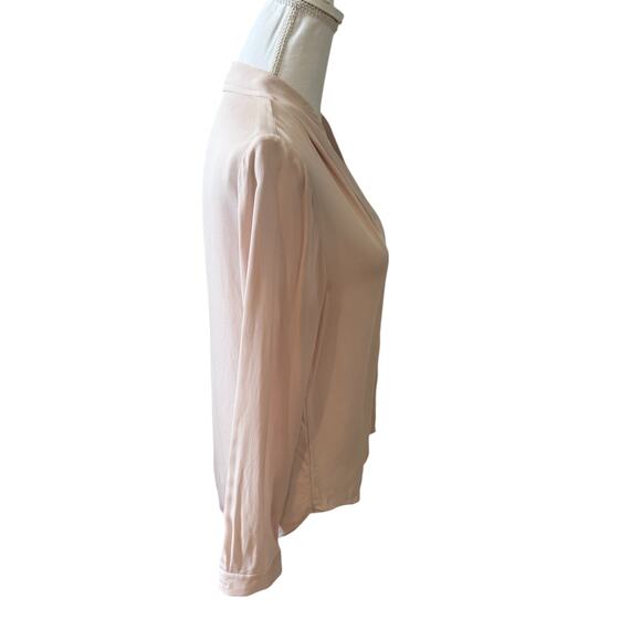 Elie Tahari Silk Chiffon V Neck Blouse Ballet Pink S - Picture 3 of 6